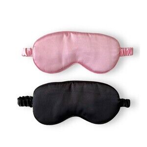 Set Of 2 Sleep Masks Pink & Black Eye Cover Sleeping Silk Night Mask Antifaz